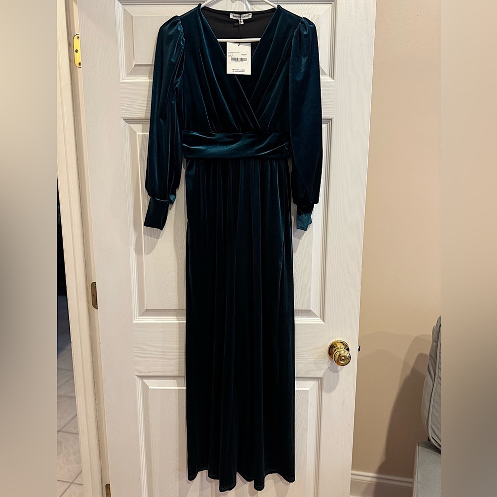 Sz 10 Emerald Green Velvet Ava wide leg jumpsuit Chapter | London with tags